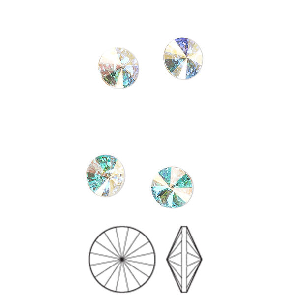 Chaton 12pk crystal AB foil back, Preciosa MAXIMA Czech crystal rhinestone 6.14-6.32mm rivoli SS29 image number 0