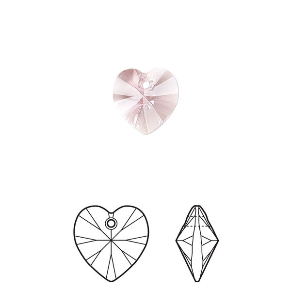 Drop 4pk light amethyst, Crystal Passions® 10mm pendant heart 6228 image number 0