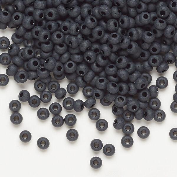 Seed bead, Preciosa Ornela Czech glass, pkg/500g, #8 rocaille, opaque matte black, (23980). image number 0