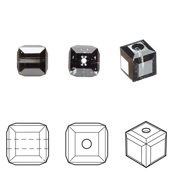 Bead 48pk crystal silver night, Crystal Passions® 8mm cube 5601 image number 0