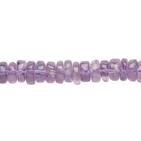 Amethyst 1pkg1, hand-cut rondelle bead natural B- grade, 15.5-16 inch 7x3mm-11x6mm image number 0