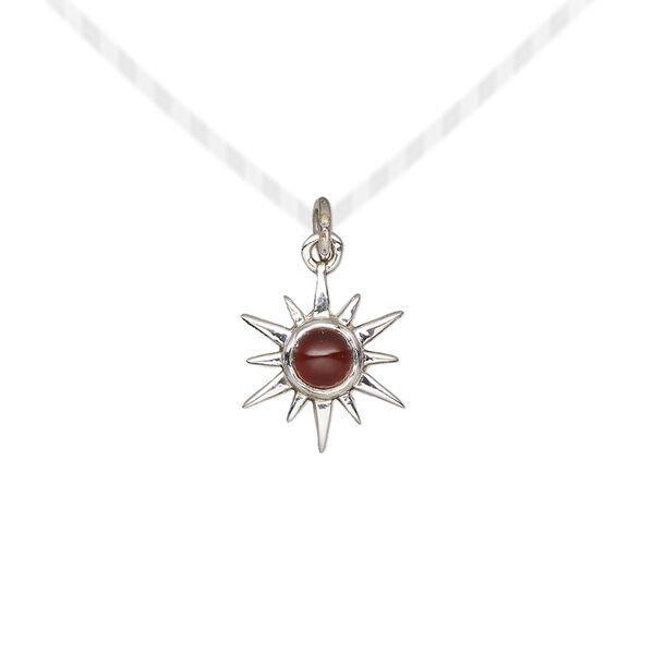 Garnet / sterling silver 1pkg1, antiqued open star drop natural 12x12mm image number 0