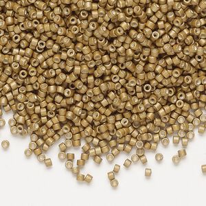 Seed bead, Delica®, glass, pkg/250g, #11 round, opaque matte galvanized mead (DB-1163).