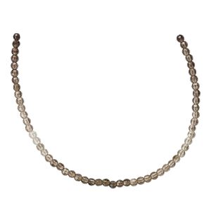 Smoky quartz 1pkg1, hand-cut faceted round bead 8 inch 3-4mm