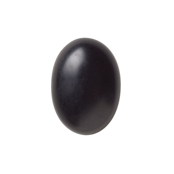 Cabochon, black onyx (dyed), matte, 25x18mm calibrated oval, B grade, Mohs hardness 6-1/2 to 7. Sold per pkg of 2. image number 0