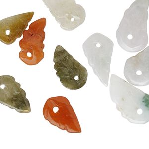Jadeite 1pkg10, leaf drop 15x9mm-20x13mm