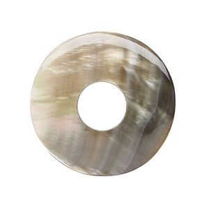 Focal, black lip shell (natural), 30mm hand-cut single-sided donut, Mohs hardness 3-1/2. Sold individually.