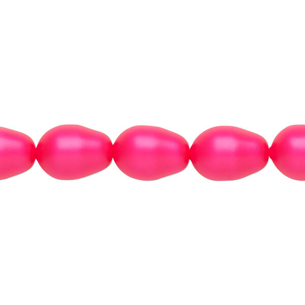 Pearl 10pk neon pink, Crystal Passions® 11x8mm pear 5821 image number 0