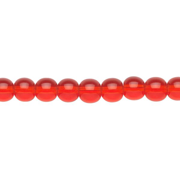 Bead, glass, light red, 6mm round. Sold per 36-inch strand. image number 0