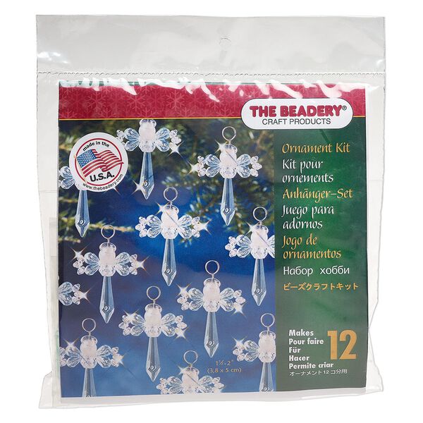 Ornament kit, The Beadery®, plastic, clear / translucent pale green / opaque white, angel (7007). Sold individually. image number 0