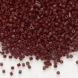 Seed bead, Delica®, glass, pkg/7.5g, #15 round, opaque dark brown (DBS-0734).