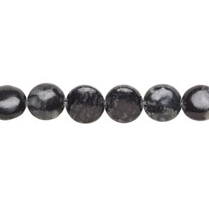 Picasso serpentine 1pkg1, puffed flat round bead natural 15 inch 8mm