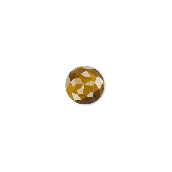 Cabochon, tigereye (natural), 10mm calibrated cube-cut round, B grade, Mohs hardness 7. Sold individually. image number 0