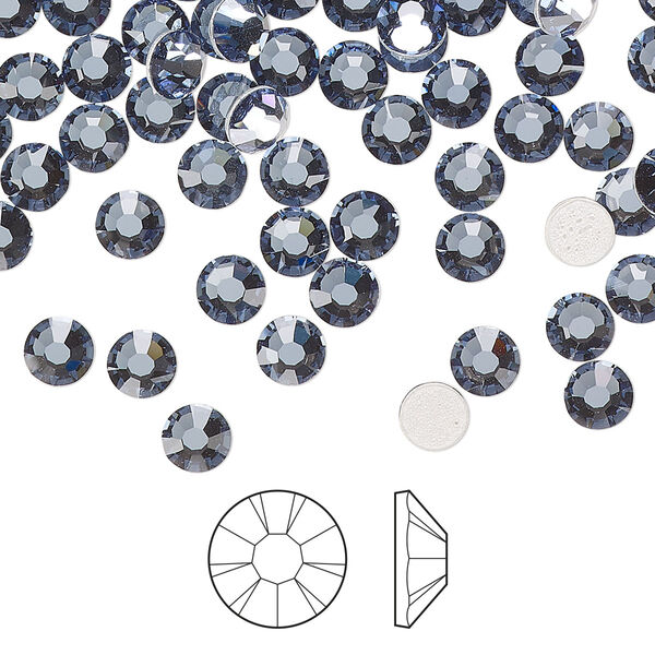 Flat back 1440pk denim blue foil back, Preciosa MAXIMA Czech crystal hotfix rhinestone 4.6-4.8mm chaton rose round SS20 image number 0