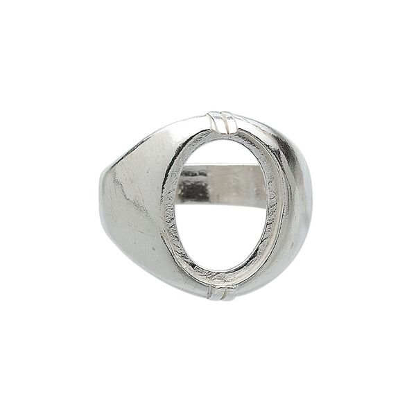 Ring, sterling silver, 16x12mm 2-prong oval setting, size 9. Sold individually. image number 0
