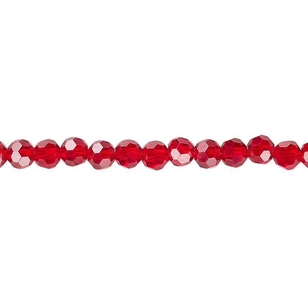 Bead 1pk 32 facets transparent red, Celestial Crystal® 4mm round 15.5-16 inch image number 0