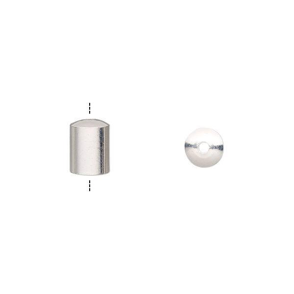 Cord end, silver-plated brass, 8x6mm with 5mm inside diameter. Sold per pkg of 100. image number 0