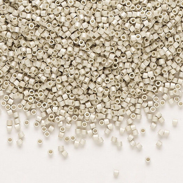 Seed bead, Delica®, glass, pkg/250g, #15 round, opaque galvanized matte silver (DBS-0335). image number 0