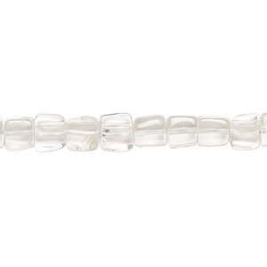 Bead 1pkg1, glass, clear, 5-6mm cube, 13 inch