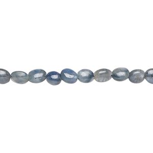 Blue-grey sapphire 1pkg1, hand-cut puffed oval bead 15.5-16 inch 5x4mm-7x5mm