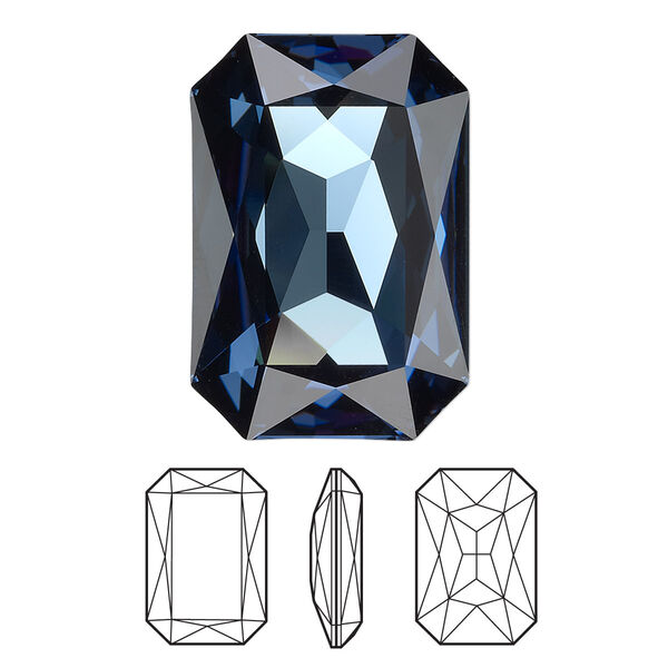 Fancy stone 1pk Montana foil back, Crystal Passions® 27x18.5mm emerald cut 4627 image number 0