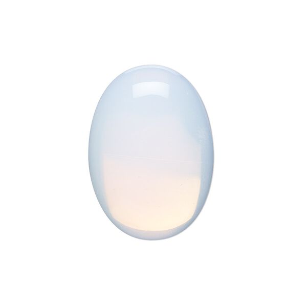 Cabochon, sea "opal" (glass), 25x18mm calibrated oval. Sold per pkg of 4. image number 0