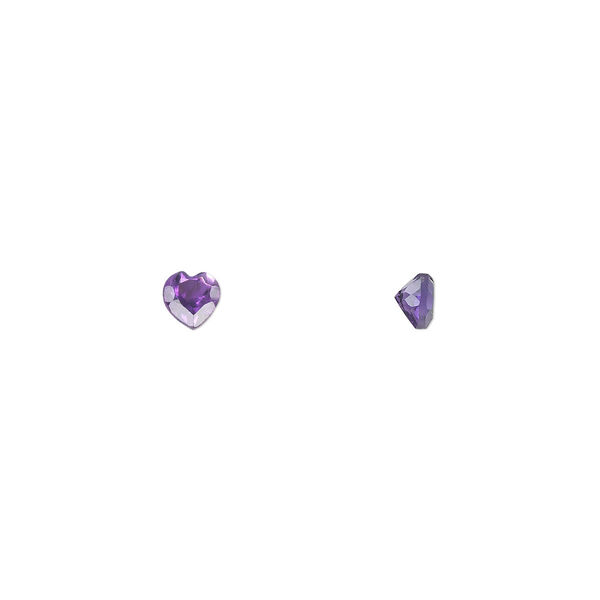 Gem, amethyst (natural), light to medium, 4x4mm faceted heart, A grade, Mohs hardness 7. Sold per pkg of 2. image number 0