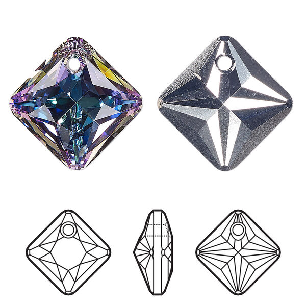Drop 24pk crystal vitrail light P, Swarovski® 16mm pendant princess cut 6431 image number 0