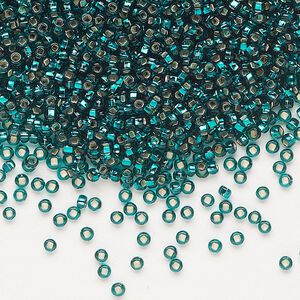 Seed bead, Preciosa Ornela Czech glass, pkg/500g, #11 rocaille, transparent silver-lined teal, (57710).