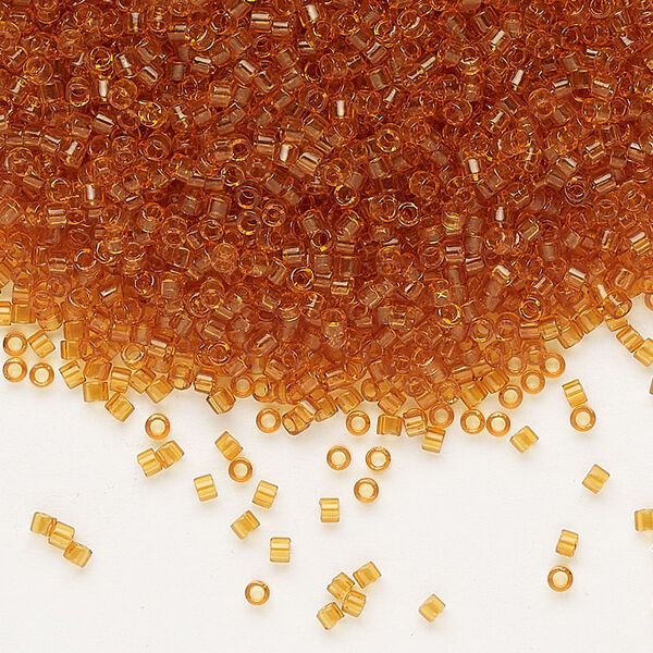 Seed bead, Delica®, glass, pkg/7.5g, #11 round, transparent topaz (DB-1101). image number 0