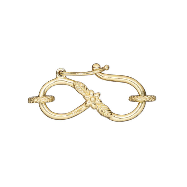 Clasp, S-hook, "vermeil", 25x13mm double-sided with flower and safety latch closure. Sold individually. image number 0