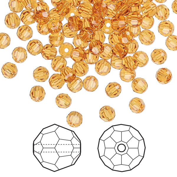 Bead 144pk topaz, Crystal Passions® 4mm round 5000 image number 0
