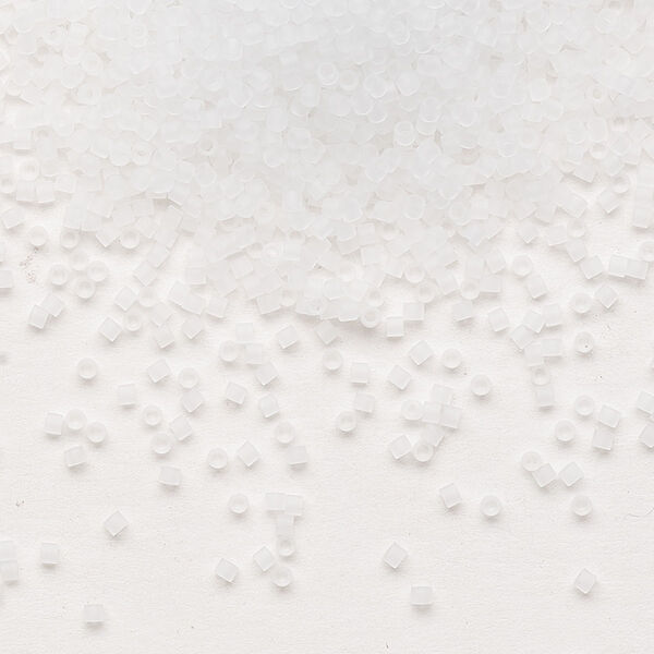 Seed bead, Delica®, glass, pkg/50g, #15 round, translucent matte crystal clear (DBS-0741). image number 0