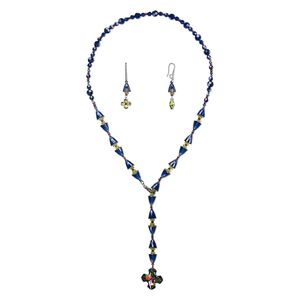 Necklace and earring set, One of a Kind Jewelry, 26 inch necklace and 2-1/4 earrings. Only one available.