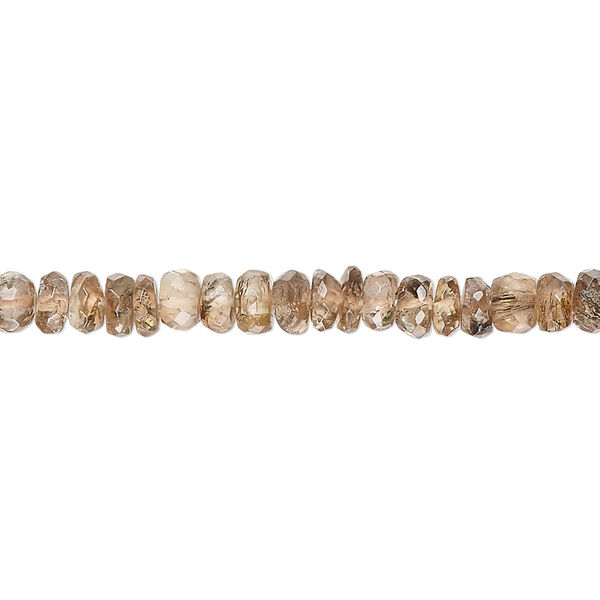 Bead, andalusite (natural), medium to dark, 4x2mm-5x4mm hand-cut faceted rondelle, B grade, Mohs hardness 7 to 7-1/2. Sold per 13-inch strand, approximately 150 beads. image number 0