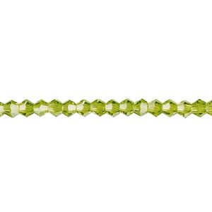 Bead 1pk transparent peridot green, Celestial Crystal® 4mm bicone 15.5-16 inch