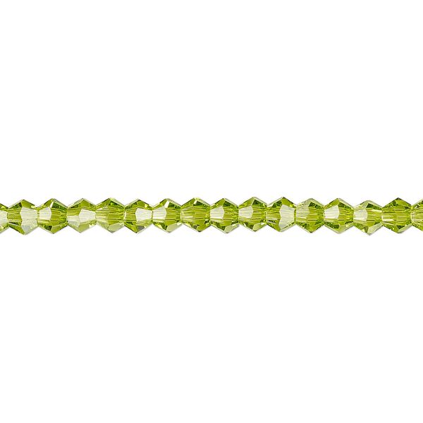 Bead 1pk transparent peridot green, Celestial Crystal® 4mm bicone 15.5-16 inch image number 0