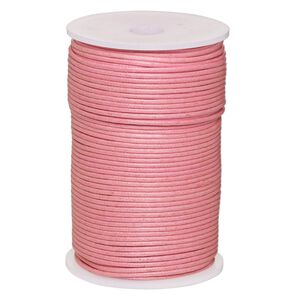 Cord, waxed cotton, light pink, 2mm, 50+ pound test. Sold per 100-meter spool.