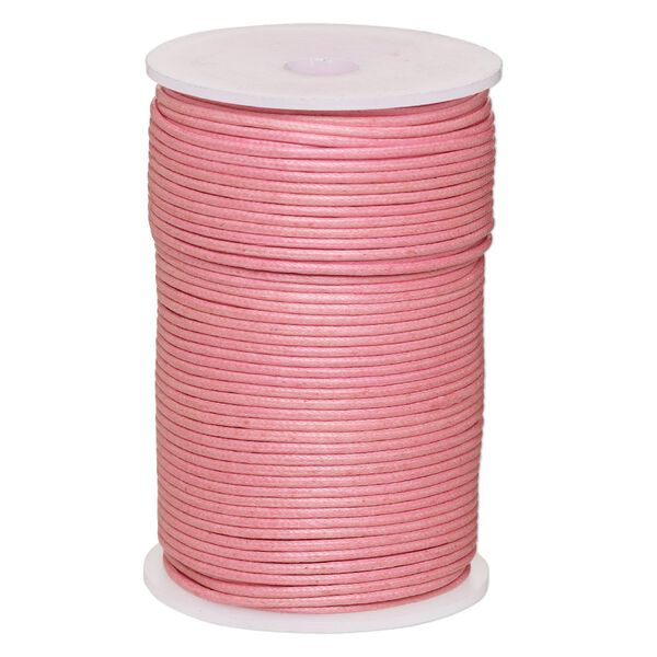 Cord, waxed cotton, light pink, 2mm, 50+ pound test. Sold per 100-meter spool. image number 0