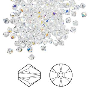 Bead 1440pk crystal AB, Swarovski® 3mm XILION bicone 5328