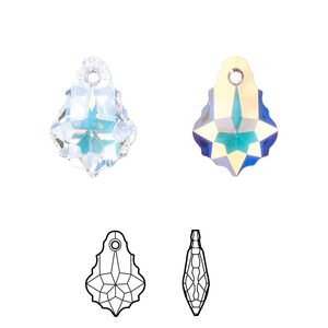 Drop 72pk crystal AB, Swarovski® 16x11mm pendant baroque 6090