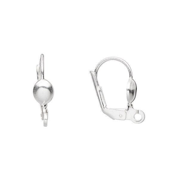 Ear wire, sterling silver, 18mm leverback with 7x5mm oval with open loop. Sold per pair. image number 0