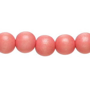 Bead 1pkg2, Taiwanese cheesewood, salmon, 9-10mm large-hole round, 15.5-16 inches.