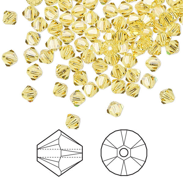 Bead 48pk light topaz, Crystal Passions® 4mm bicone 5328 image number 0