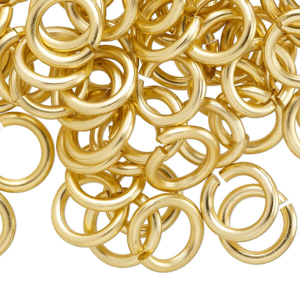 Jump ring, anodized aluminum, gold, 12mm round, 7.9mm inside diameter, 12 gauge. Sold per pkg of 100. image number 0