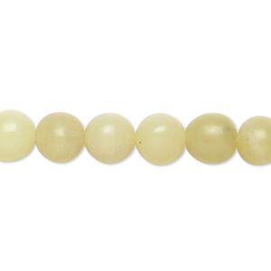 Bead, olive new "jade" (natural), light, 7-8mm round, C grade, Mohs hardness 2-1/2 to 6. Sold per 15" to 16" strand.