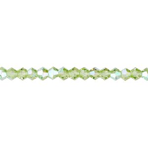 Bead 1pk transparent lime green AB, Celestial Crystal® 4mm bicone 15.5-16 inch