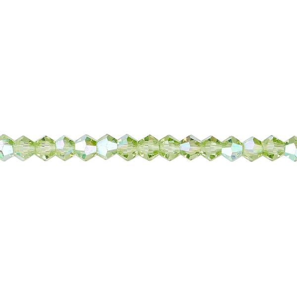 Bead 1pk transparent lime green AB, Celestial Crystal® 4mm bicone 15.5-16 inch image number 0