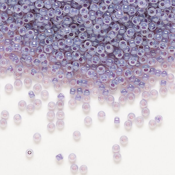 Seed bead, Miyuki, glass, pkg/250g, #11 rocaille, opaque inside dyed color luster purple (RR-525). image number 0