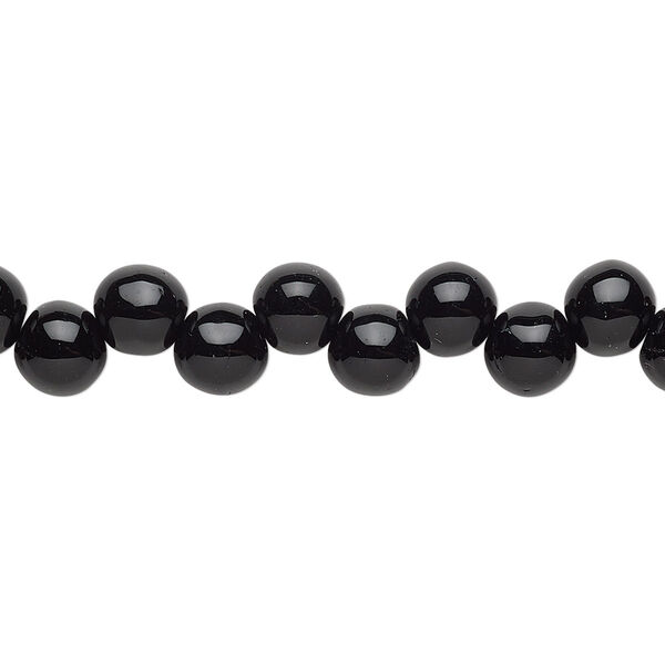 Bead, Preciosa, Czech pressed glass druk, opaque jet, 6mm top-drilled round. Sold per pkg of 30. image number 0